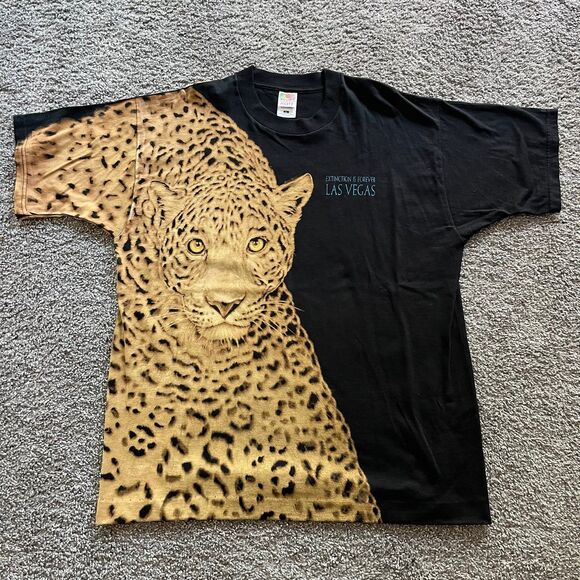 Fruit of the Loom Other - Vintage Extinction Is Forever Las Vegas Leopard AOP Double Sided T Shirt Size XL